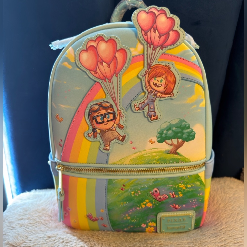 Loungefly Disney Pixar Up Carl & Ellie Rainbow Mini Backpack